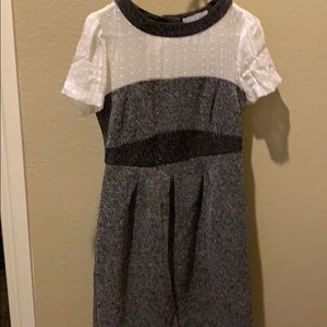 Vintage style gray and white midi dress